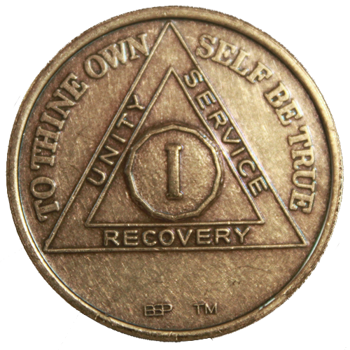Alcoholics Anonymous AA 32 Year Bronze Keychain  Medallion Token Coin Chip Sober 