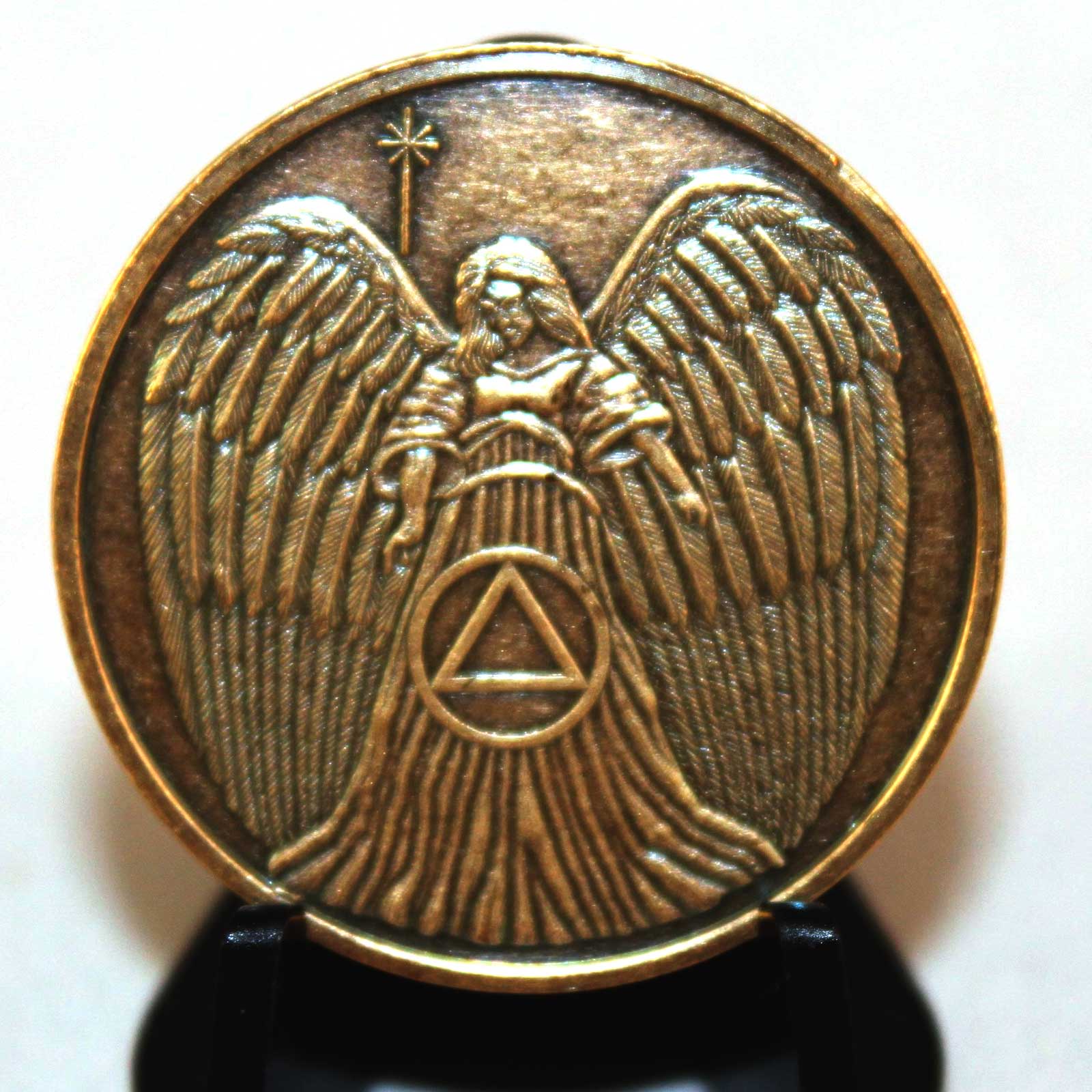Antique Bronze Guardian  Angel AA Recovery Coin 
