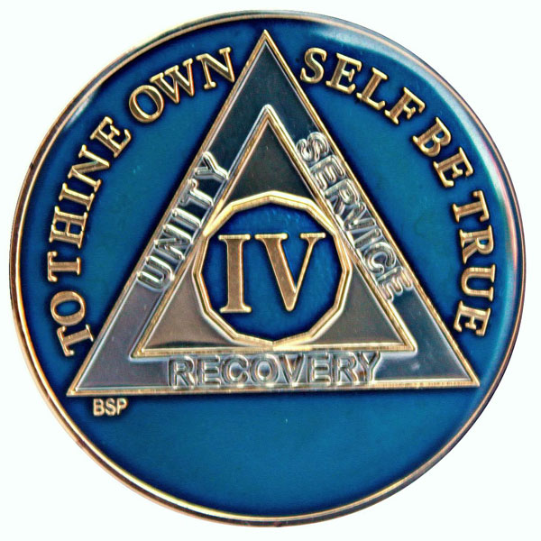 AA Recovery Coin - Blue Silver & Gold AA Medallion | Sober Medallions
