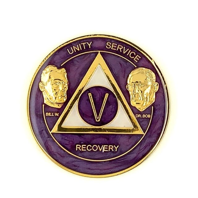 FOUNDERS Purple with Gold Al-anon Anniversary Medallion | Sober Medallions