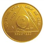 Sobriety Chip - Two Month Yellow Aluminum Anniversary Chip | Sober Medallions