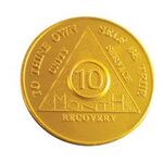 Sobriety Gift - Ten Month Yellow Aluminum Anniversary Token | Sober Medallions