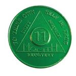 AA Medallions - Eleventh Month Green Aluminum Anniversary Token | Sober Medallions
