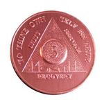 Sober Coins - Five Month Red Aluminum Anniversary Token |  Sober Medallions