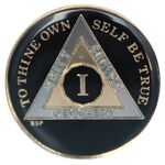 AA Token - Black Silver & Gold  NA Coins | Sober Medallions