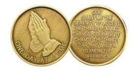 AA Sobriety Chips - Praying Hands Serenity Prayer | Sober Medallions