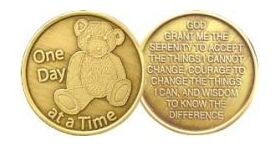 NA Coins- Teddy Bear Serenity Prayer Affirmation Medallion | Sober Medallions