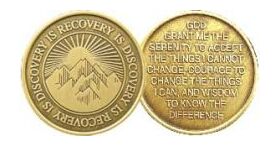 African American Torch Hope Serenity Prayer Bronze Recovery Medallion Chip AA 