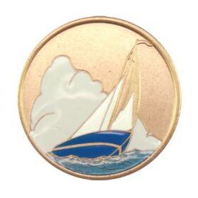 Recovery Medallion - Sailboat Rainbow Premium Medallion - Sober Medallions