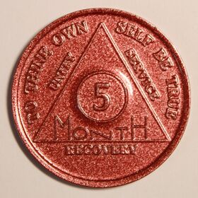 AA Token Five Month Red Aluminum AA Anniversary | Sober Medallions